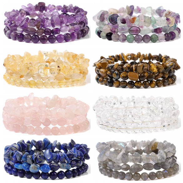 Jewelry Natural Stone Bracelet Copper Geometric Handmade Rose Quartz Tiger Eye Agate