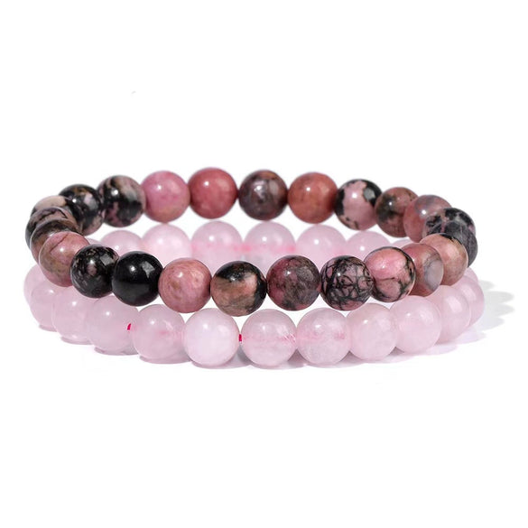 Jewelry Natural Stone Bracelet Copper Geometric Handmade Rose Quartz Tiger Eye Agate