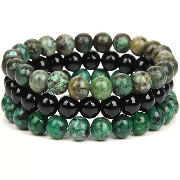 Jewelry Natural Stone Bracelet Copper Geometric Handmade Rose Quartz Tiger Eye Agate