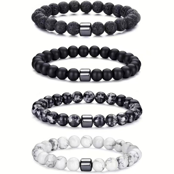 Jewelry Natural Stone Bracelet Copper Geometric Handmade Rose Quartz Tiger Eye Agate