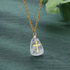 Jewelry Natural Stone Cross Stainless Steel O Shaped Chain Micropaved Necklace