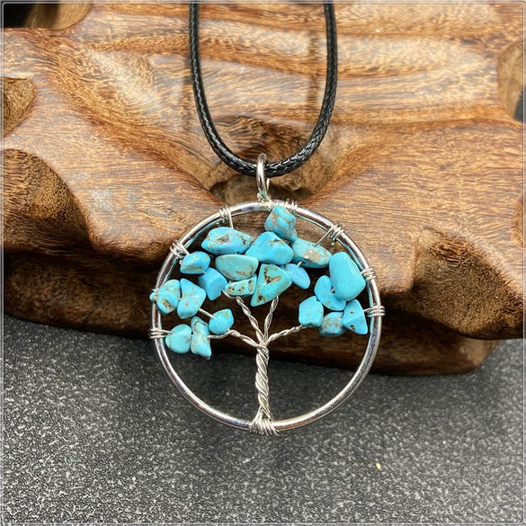 Jewelry Natural Stone Gravel Crystal Gem Silver Wire Tree Of Life Constellation Cartoon Pendant