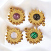 Jewelry Natural Stone Stainless Steel Inlay Totem Pendant And Earrings Bohemian Style