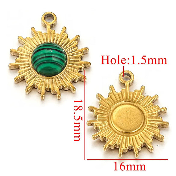 Jewelry Natural Stone Stainless Steel Inlay Totem Pendant And Earrings Bohemian Style