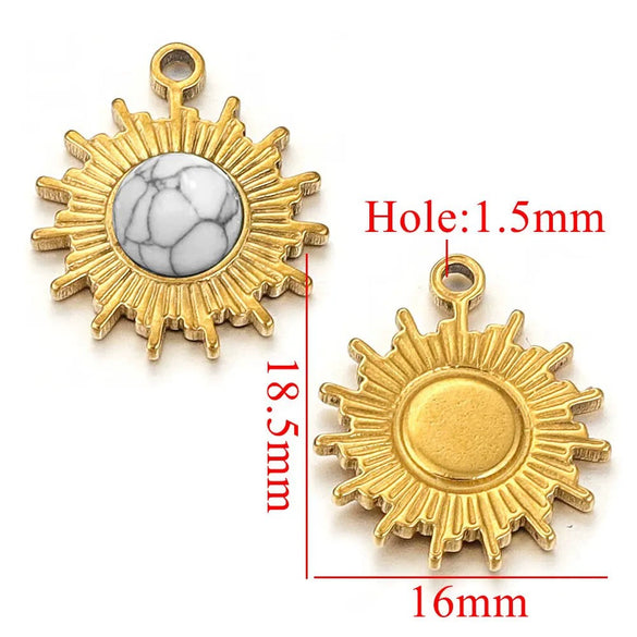 Jewelry Natural Stone Stainless Steel Inlay Totem Pendant And Earrings Bohemian Style