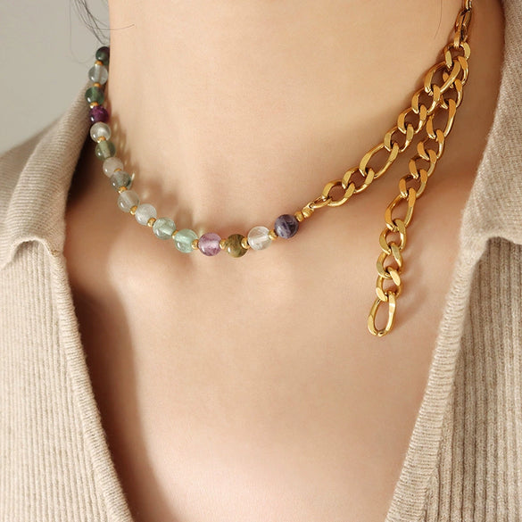 Jewelry Natural Stone Titanium Steel Geometric Electroplating Women