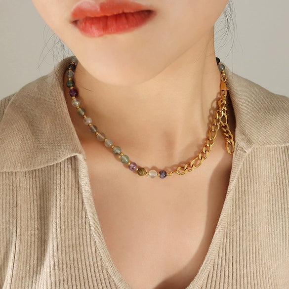 Jewelry Natural Stone Titanium Steel Geometric Electroplating Women