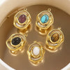 Jewelry Natural Stone Titanium Steel Geometric Eyes Pendant Earrings With Electroplating