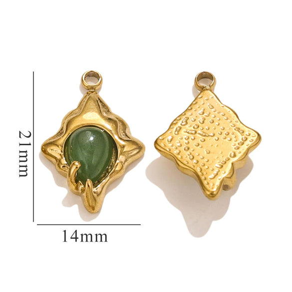 Jewelry Natural Stone Titanium Steel Geometric Eyes Pendant Earrings With Electroplating
