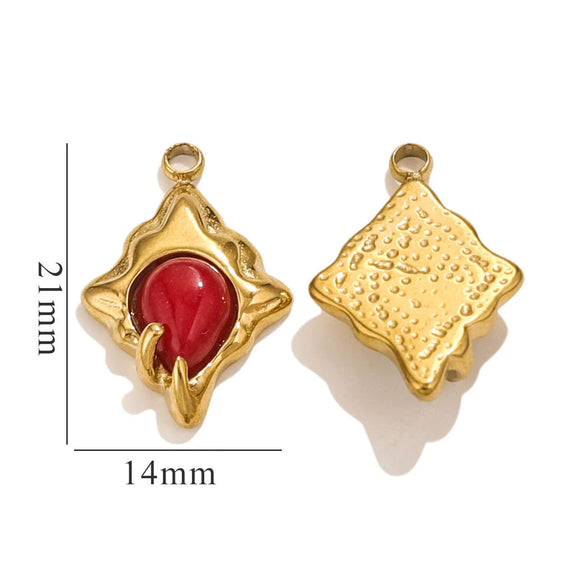 Jewelry Natural Stone Titanium Steel Geometric Eyes Pendant Earrings With Electroplating