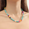 Jewelry Natural Stone Turquoise Alloy Beaded Necklace And Bracelet Handmade Geometric Electroplated For Women