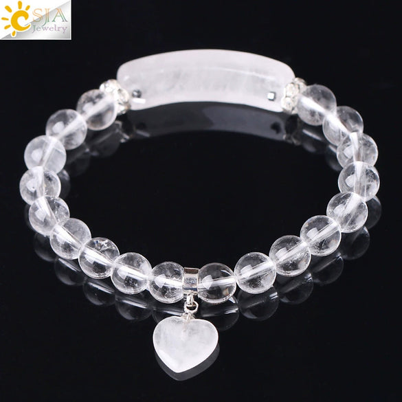 Jewelry Natural White Crystal And Copper Accessories Bracelet With Love Pendant Electroplating Personality Style