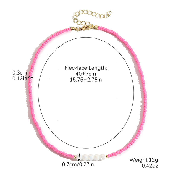Jewelry Necklace Artificial Crystal Heart Flowers Geometric Animals Zodiac Handmade Electroplated Pearl Chain For Women