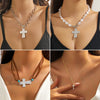 Jewelry Necklace Baroque Cross Alloy Ochain Geometric Electroplating