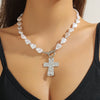 Jewelry Necklace Baroque Cross Alloy Ochain Geometric Electroplating