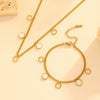 Jewelry Necklace Bracelet Earrings Set Stainless Steel Titanium Steel Hollow Five Leaf Flower Love Water Drops Bell Pattern