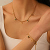 Jewelry Necklace Bracelet Earrings Set Stainless Steel Titanium Steel Hollow Five Leaf Flower Love Water Drops Bell Pattern