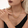 Jewelry Necklace Bracelet Set 316L Stainless Steel Zircon Electroplating Light Luxury Style