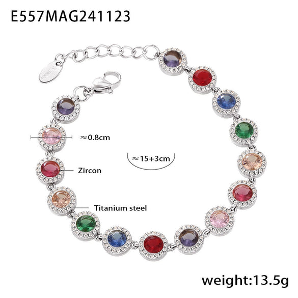 Jewelry Necklace Bracelet Set 316L Stainless Steel Zircon Electroplating Light Luxury Style