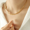 Jewelry Necklace Bracelet Set 316L Stainless Steel Bamboo Chain Electroplating Zircon Freshwater Pearl Letters Design