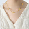 Jewelry Necklace Bracelet Set 316L Stainless Steel Gold Plated Daisy Flower Design For Women