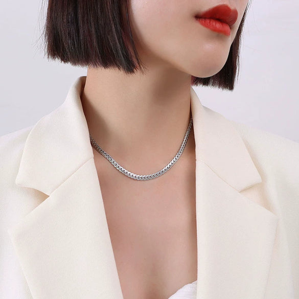 Jewelry Necklace Bracelet Set 316L Stainless Steel Simple Geometric Electroplated