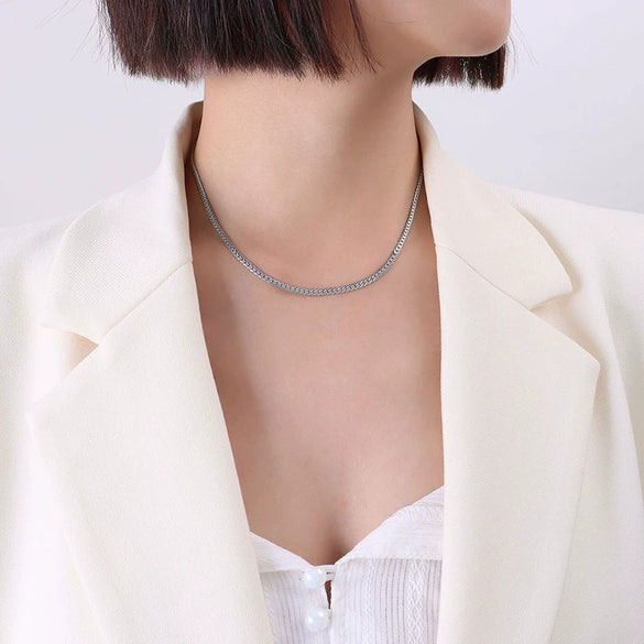 Jewelry Necklace Bracelet Set 316L Stainless Steel Simple Geometric Electroplated