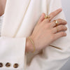 Jewelry Necklace Bracelet Set 316L Stainless Steel Simple Geometric Electroplated