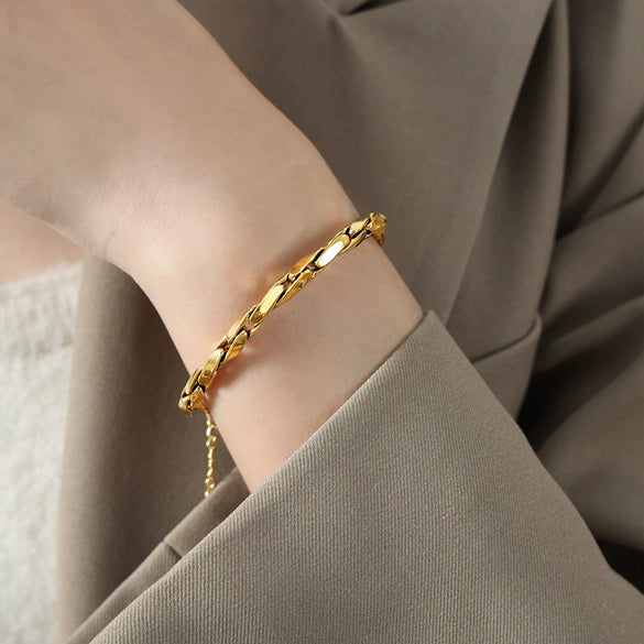 Jewelry Necklace Bracelet Suit Copper Gold Plated Chain Style Simple Design