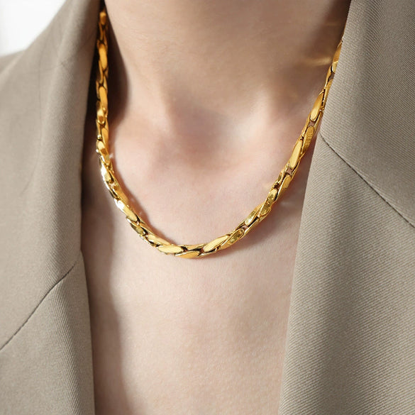 Jewelry Necklace Bracelet Suit Copper Gold Plated Chain Style Simple Design