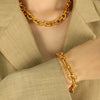 Jewelry Necklace Bracelet Suit 316L Stainless Steel 18K Gold Plated Electroplated Exaggerated Fashion Design For Women
