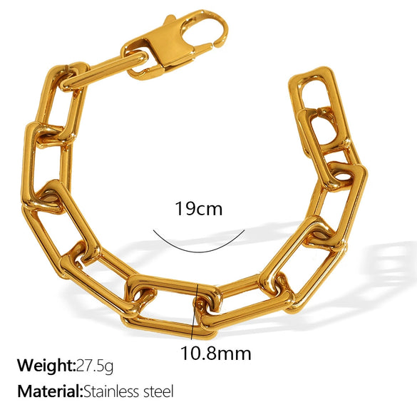 Jewelry Necklace Bracelet Suit 316L Stainless Steel 18K Gold Plated Electroplated Exaggerated Fashion Design For Women