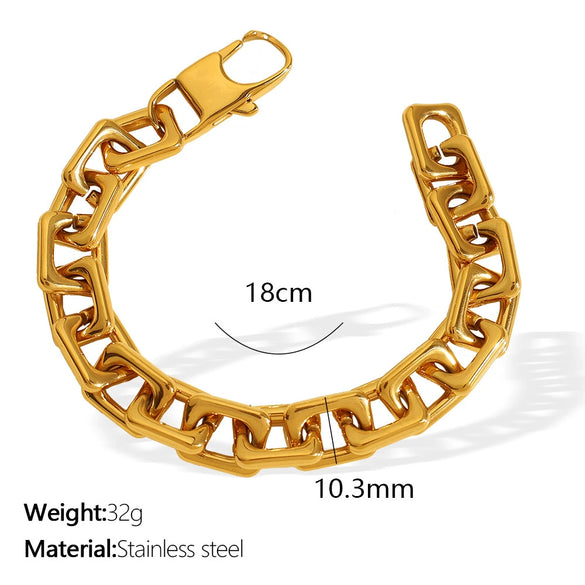 Jewelry Necklace Bracelet Suit 316L Stainless Steel 18K Gold Plated Electroplated Exaggerated Fashion Design For Women