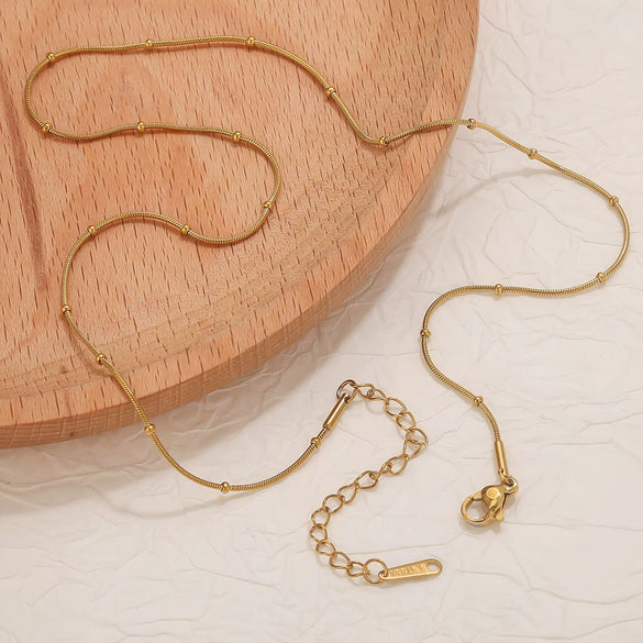 Jewelry Necklace Chain Stainless Steel Round Snake Chain Clip Bead Chain Electroplated