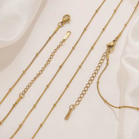 Jewelry Necklace Chain Stainless Steel Round Snake Chain Clip Bead Chain Electroplated