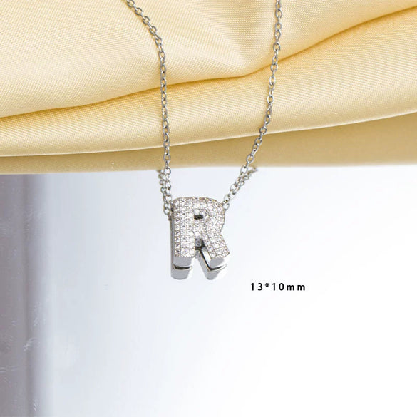 Jewelry Necklace Copper Gemstone Letter Electroplated