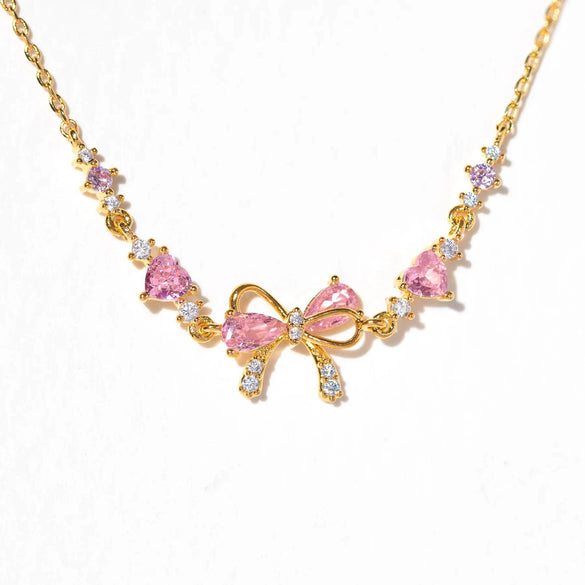 Jewelry Necklace Copper Heart Zircon Butterfly Bow Style For Women