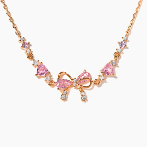 Jewelry Necklace Copper Heart Zircon Butterfly Bow Style For Women