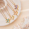 Jewelry Necklace Copper O Chain Mixed Gemstone Inlay Microinlaid Zircon Star Moon Electroplating Women's