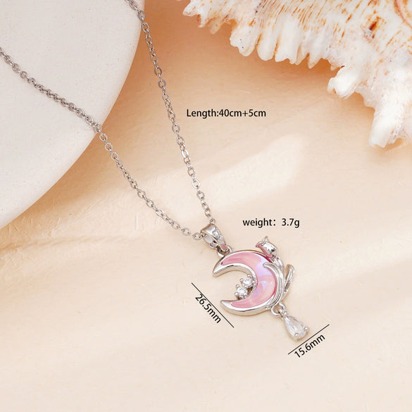 Jewelry Necklace Copper O Chain Mixed Gemstone Inlay Microinlaid Zircon Star Moon Electroplating Women's