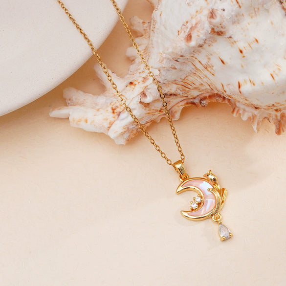 Jewelry Necklace Copper O Chain Mixed Gemstone Inlay Microinlaid Zircon Star Moon Electroplating Women's