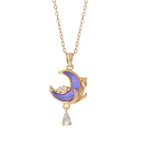 Jewelry Necklace Copper O Chain Mixed Gemstone Inlay Microinlaid Zircon Star Moon Electroplating Women's