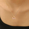 Jewelry Necklace Copper Pearlescent Pink Bow Dripping Oil Design For Women