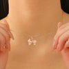 Jewelry Necklace Copper Pearlescent Pink Bow Dripping Oil Design For Women