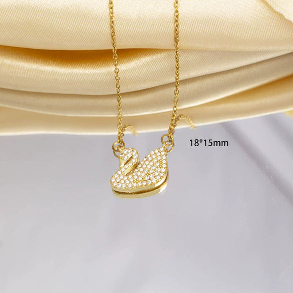 Jewelry Necklace Copper Titanium Steel Animal Zodiac Gemstone Pendant Electroplated For Women