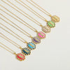 Jewelry Necklace Copper Zircon Dripping Oil Geometric Simple Style Pendant