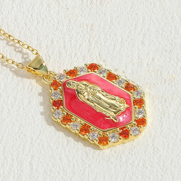Jewelry Necklace Copper Zircon Dripping Oil Geometric Simple Style Pendant