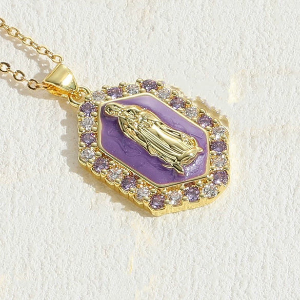 Jewelry Necklace Copper Zircon Dripping Oil Geometric Simple Style Pendant
