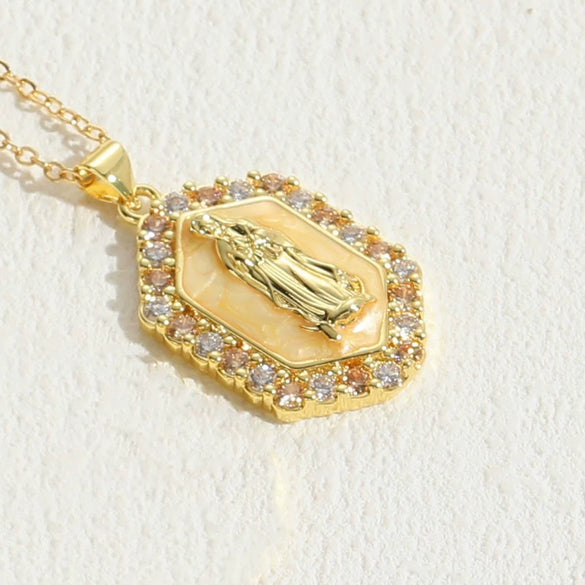 Jewelry Necklace Copper Zircon Dripping Oil Geometric Simple Style Pendant