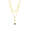 Jewelry Necklace Doublelayered Fivepointed Star Diamond Tassel Pendant Titanium Steel Geometric Electroplating